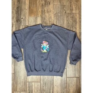 Gildan XL Blue Fairy Embroidered Crewneck Sweatshirt Whimsical Top‎